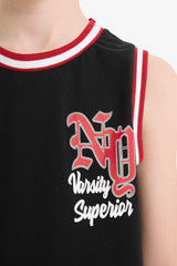 Boys' 2-Piece Set Printed Undershirt and Elastic Waist Shorts