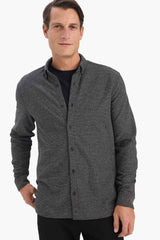 Regular Fit Polo Collar Long Sleeve Shirt