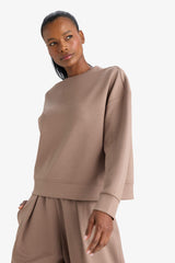 Oversize Loose Fit Crew Neck Modal Sports Sweatshirt