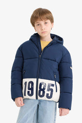 Boys Waterproof Hooded Zippered Puffer Jacket