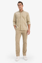 Regular Fit Polo Collar Corduroy Long-Sleeve Shirt