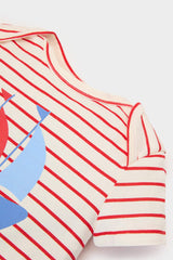 Male Baby Newborn Striped Printed Combed Covering Short Sleeve Coverall