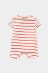 Male Baby Newborn Striped Printed Combed Covering Short Sleeve Coverall
