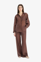 Straight Fit Modal Fabric Palazzo Trousers High Waist Long Length