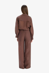 Straight Fit Modal Fabric Palazzo Trousers High Waist Long Length