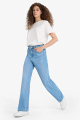 90's Wide Leg High Waist Long Jean Washed Trousers