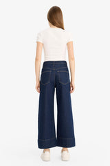 Short Wide Leg High Waist Crop Fit Jeans