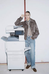 Baggy Fit High Waist Folded Leg Jean Snow Washed Trousers