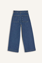 Culotte High Waist Crop Fit Crop Jean Snow Wash Trousers