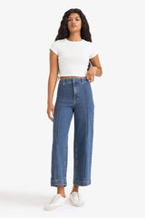 Culotte High Waist Crop Fit Crop Jean Snow Wash Trousers