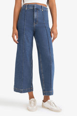 Culotte High Waist Crop Fit Crop Jean Snow Wash Trousers