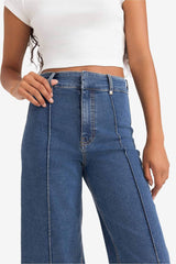 Culotte High Waist Crop Fit Crop Jean Snow Wash Trousers