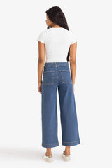 Culotte High Waist Crop Fit Crop Jean Snow Wash Trousers