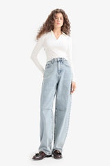 Baggy Fit High Waist Long Jean Washed Trousers