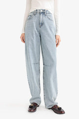 Baggy Fit High Waist Long Jean Washed Trousers