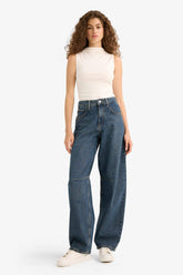 Baggy Fit High Waist Straight Leg Long Jeans