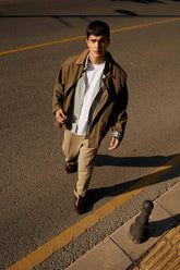 Regular Fit Contrast Collar Cotton Lined Zippered Inner Pocket Seasonal Coat