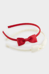 Girl's Set of 2 Red and White Crowns with Ribbons