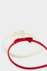 Girl's Set of 2 Red and White Crowns with Ribbons