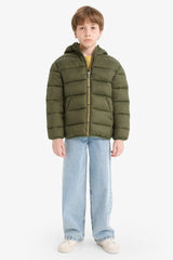 Boys' Water Repellent Hooded Zip-Up Puffy Jacket