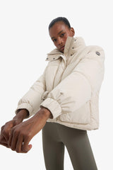 Water Repellent Oversize Fit Wide Mold Stand Collar Zippered Snap Pocket Puffer Jacket