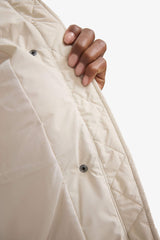 Water Repellent Oversize Fit Wide Mold Stand Collar Zippered Snap Pocket Puffer Jacket