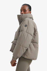 Water Repellent Oversize Fit Wide Mold Stand Collar Zippered Snap Pocket Puffer Jacket