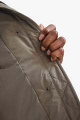 Water Repellent Oversize Fit Wide Mold Stand Collar Zippered Snap Pocket Puffer Jacket
