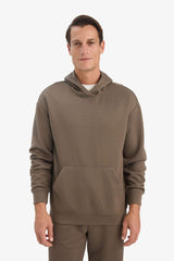 Boxy Fit Hooded Kangaroo Pocket Jacquard Sweatshirt