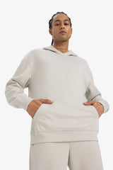 Boxy Fit Hooded Kangaroo Pocket Jacquard Sweatshirt