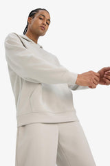 Boxy Fit Hooded Kangaroo Pocket Jacquard Sweatshirt