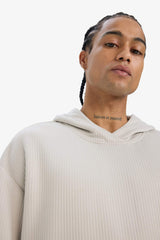 Boxy Fit Hooded Kangaroo Pocket Jacquard Sweatshirt