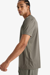 DeFactoFit Slim Fit Slim Cut Crew Neck Quick Drying Breathable Flexible Fabric Printed Sports Short Sleeve T-Shirt