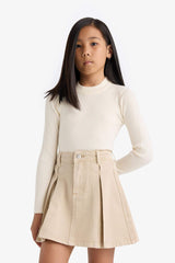 Girl's Pleated Gabardine Skirt