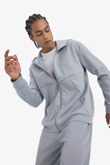 DeFactoFit Standard Fit Hooded Scuba Diving Fabric Soft Touch Zippered Cardigan