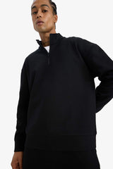 Boxy Fit Stand Collar Half Zippered Scuba Diving Fabric Sweatshirt
