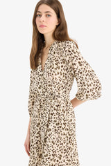 Stand Collar Tie-Dye Midi Dress