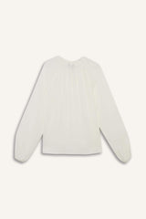 Regular Fit Lace Collar Cricket Fabric Long Sleeve Blouse