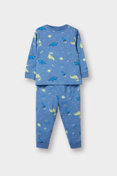 Baby Boy Pajama Set Dinosaur Printed Long Sleeve Combed Cotton Top and Long Bottoms