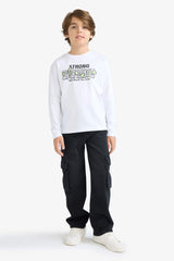 Boys Crew Neck Printed Long Sleeve T-Shirt