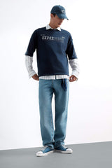 100% Cotton Loose Fit Relaxed Cut Crew Neck Back Printed Short Sleeve T-Shirt