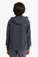 Boys Basic Plain Hooded School Sweatshirt