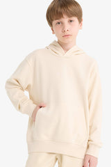 Boys Basic Plain Hooded School Sweatshirt