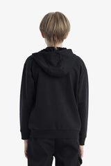 Boys' Basic Plain Hooded Zip-Up Sweatshirt