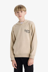 Boys Printed Hooded School Sweatshirt with Soft Fur Inside