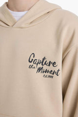 Boys Printed Hooded School Sweatshirt with Soft Fur Inside