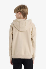 Boys Printed Hooded School Sweatshirt with Soft Fur Inside