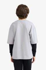 Boys Oversize Wide-Mould Crew Neck Printed Long Sleeve T-Shirt