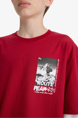 Boys Oversize Wide Pattern Crew Neck Long Sleeve T-Shirt