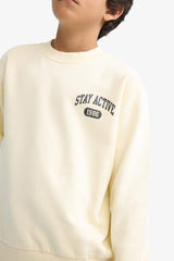Boys Crew Neck Printed Sweatshirt with Soft Fur Inside